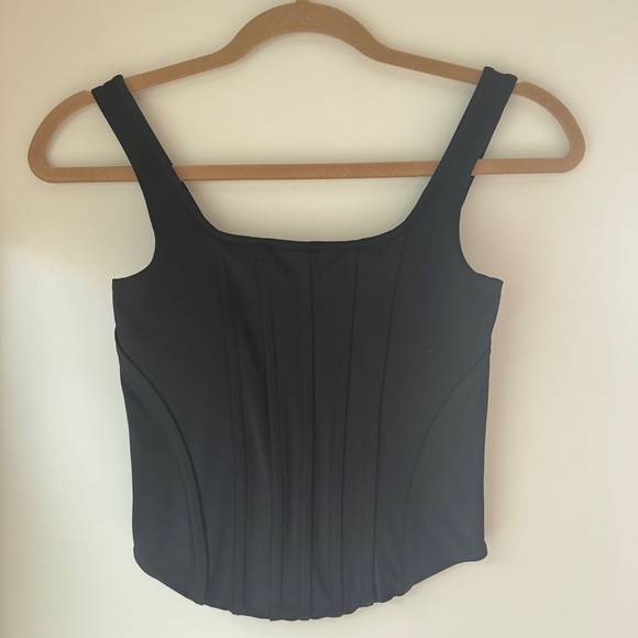 EXPRESS | BLACK BODY CONTOUR BONED STRETCH GOING OUT CLEAN GIRL CORSET TOP - Picture 3 of 7